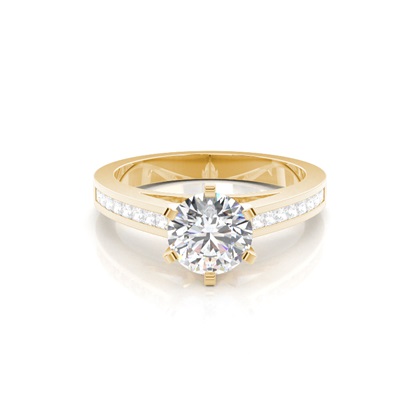 Yellow Gold Side Stone Diamond Engagement Rings