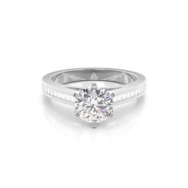 6 Prong Setting Medium Side Stone Engagement Ring