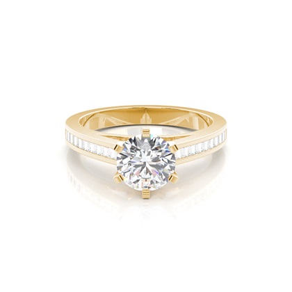Yellow Gold Side Stone Diamond Engagement Rings