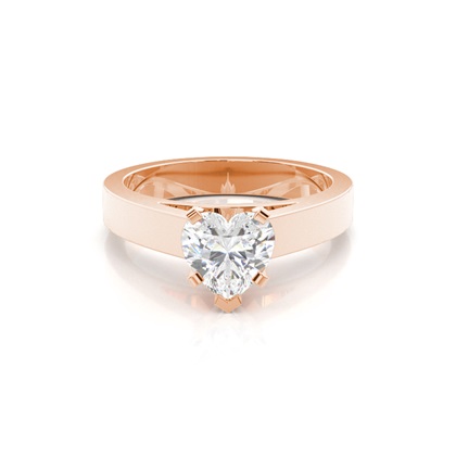 Heart Rose Gold Solitaire Diamond Rings