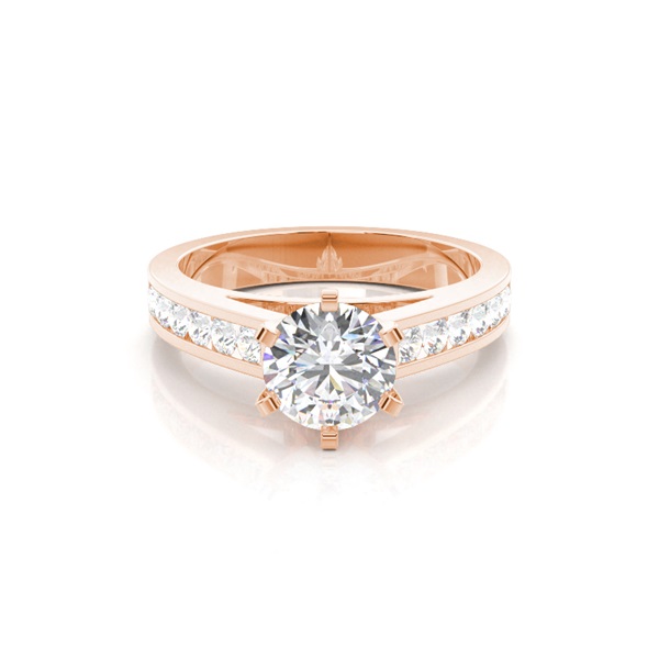 6 Prong Setting Large Side Stone Engagement Ring