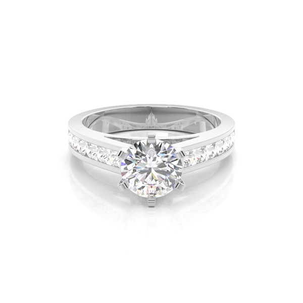 6 Prong Setting Large Side Stone Engagement Ring