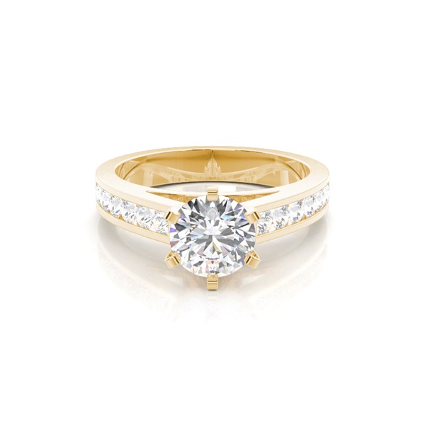 6 Prong Setting Large Side Stone Engagement Ring