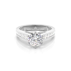 6 Prong Setting Large Side Stone Engagement Ring