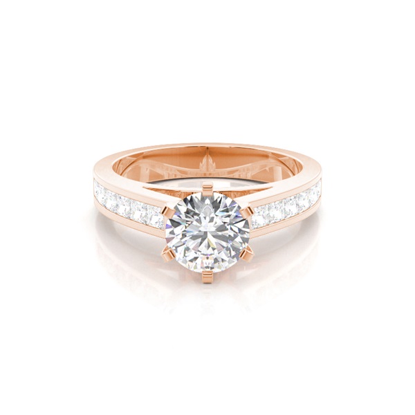 6 Prong Setting Large Side Stone Engagement Ring