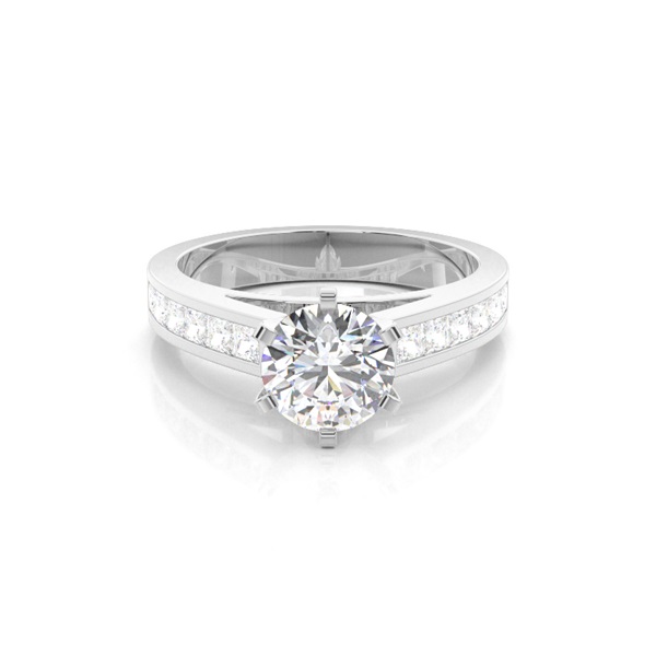 6 Prong Setting Large Side Stone Engagement Ring