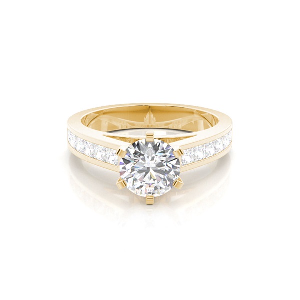 6 Prong Setting Large Side Stone Engagement Ring