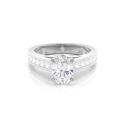 Oval Side Stone Diamond Engagement Rings