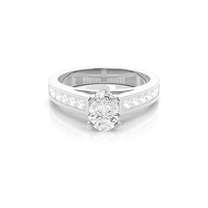 Pear Side Stone Diamond Engagement Rings