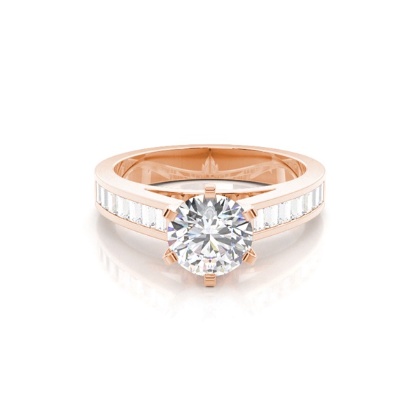 6 Prong Setting Large Side Stone Engagement Ring