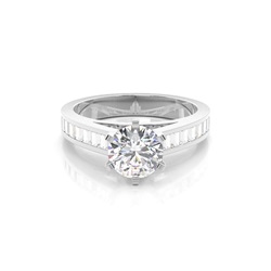 6 Prong Setting Large Side Stone Engagement Ring