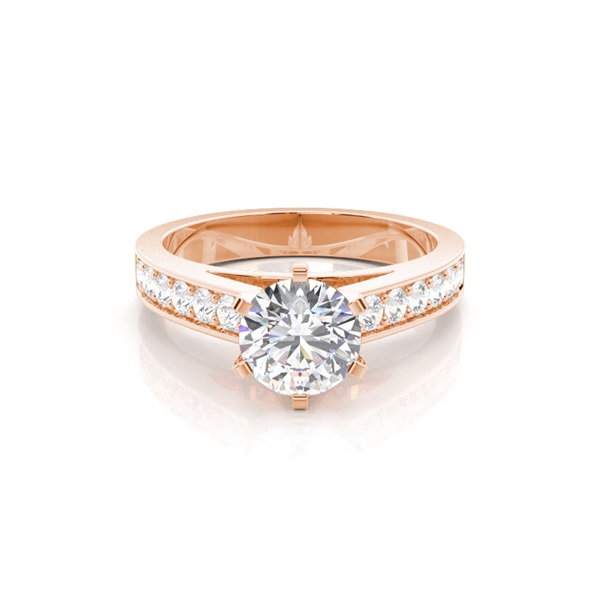 6 Prong Setting Large Side Stone Engagement Ring