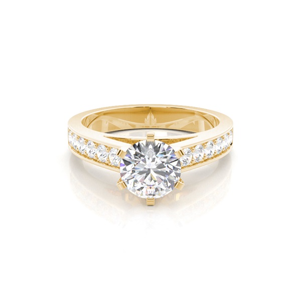 6 Prong Setting Large Side Stone Engagement Ring