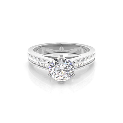 6 Prong Setting Large Side Stone Engagement Ring