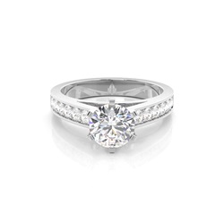 6 Prong Setting Large Side Stone Engagement Ring