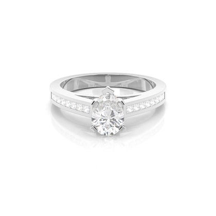 Pear Side Stone Diamond Rings