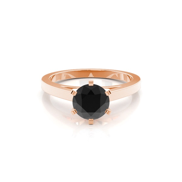 6 Prong Setting Thin Engagement Black Diamond Ring