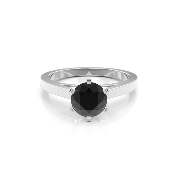 6 Prong Setting Thin Engagement Black Diamond Ring