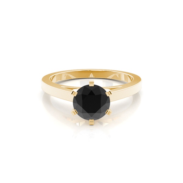 6 Prong Setting Thin Engagement Black Diamond Ring