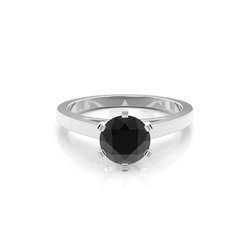 Schwarzer Diamant Verlobungsring dünn in einer 6er-Krappenfassung