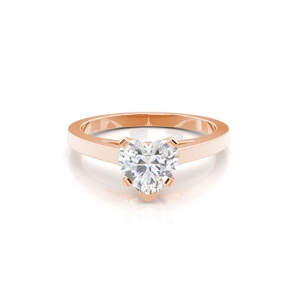 Heart Rose Gold Solitaire Diamond Rings