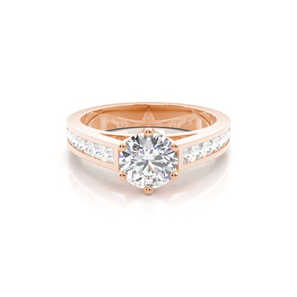 6 Prong Setting Large Side Stone Engagement Ring