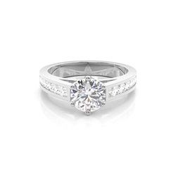 6 Prong Setting Large Side Stone Engagement Ring