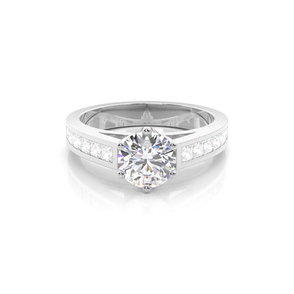 6 Prong Setting Large Side Stone Engagement Ring