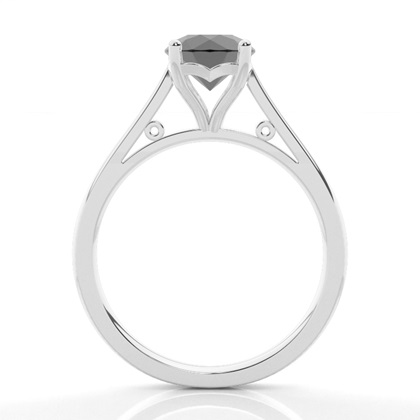 4 Prong Setting Thin Engagement Black Diamond Ring