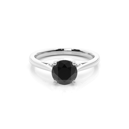 4 Prong Setting Thin Engagement Black Diamond Ring