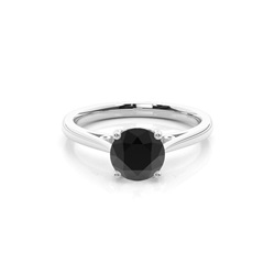 4 Prong Setting Thin Engagement Black Diamond Ring