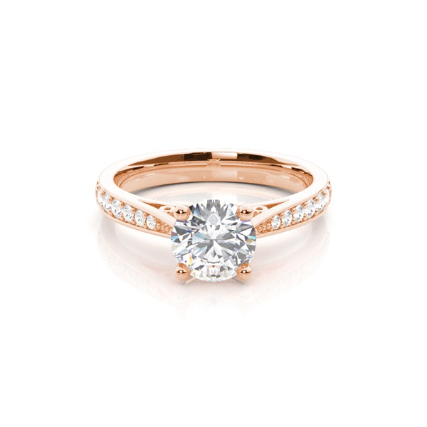 White Gold Round Side Stone Diamond Engagement Ring