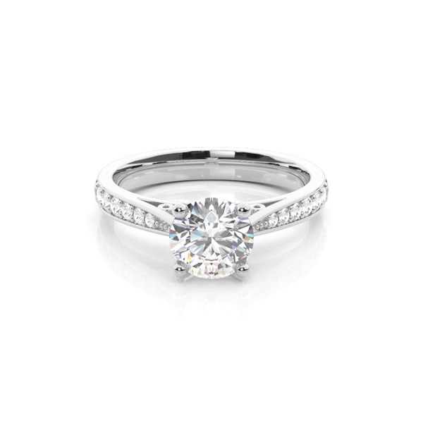 White Gold Round Side Stone Diamond Engagement Ring