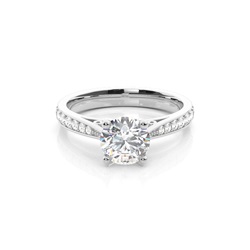 White Gold Round Side Stone Diamond Engagement Ring