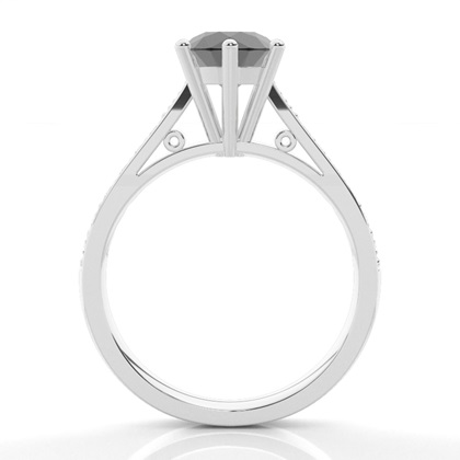 6 Prong Setting Medium Side Stone Engagement Black Diamond Ring