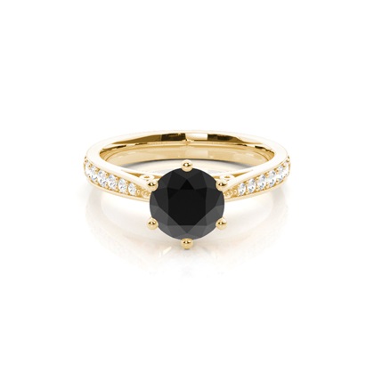 Yellow Gold Black Diamond Engagement Rings
