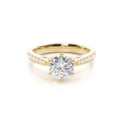 Yellow Gold Side Stone Diamond Engagement Rings