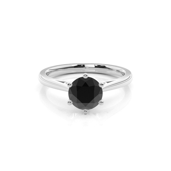 6 Prong Setting Thin Engagement Black Diamond Ring