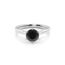 6 Prong Setting Thin Engagement Black Diamond Ring