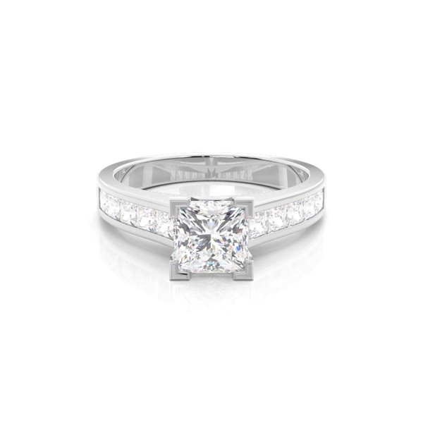 4 Prong Setting Large Side Stone Engagement Ring