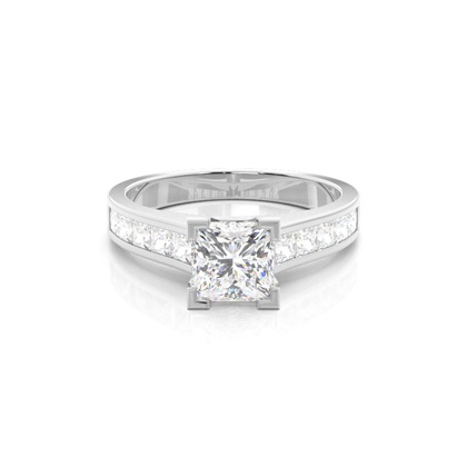 4 Prong Setting Large Side Stone Engagement Ring