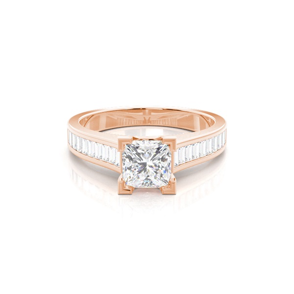 4 Prong Setting Large Side Stone Engagement Ring