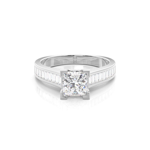 4 Prong Setting Large Side Stone Engagement Ring