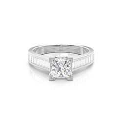 4 Prong Setting Large Side Stone Engagement Ring