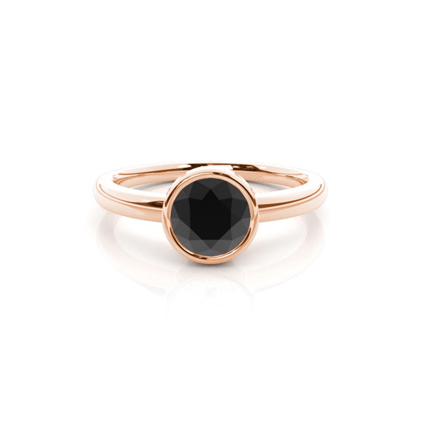 Full Bezel Setting Thin Engagement Black Diamond Ring