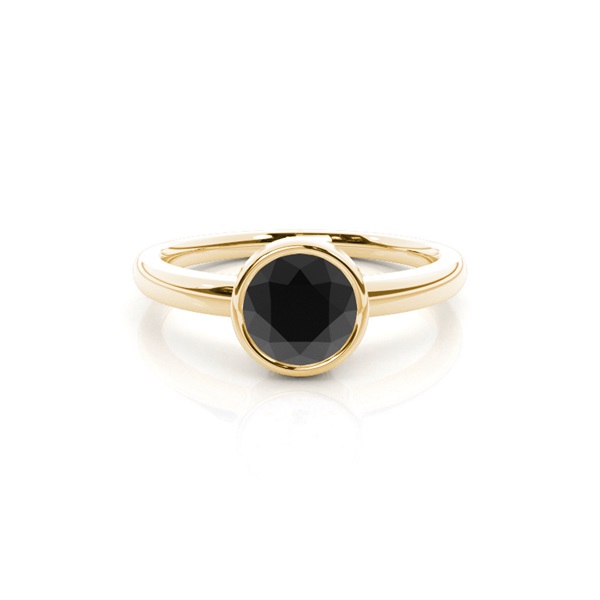 Full Bezel Setting Thin Engagement Black Diamond Ring