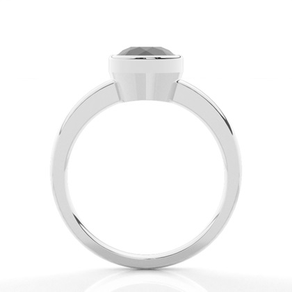 Full Bezel Setting Thin Engagement Black Diamond Ring