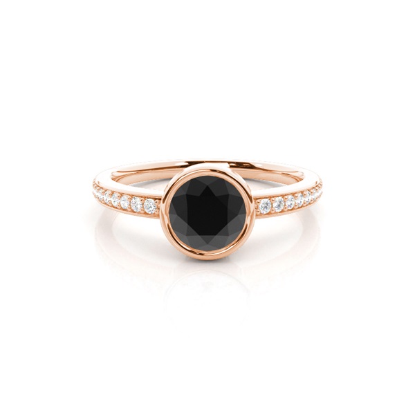 Full Bezel Setting Thin Side Stone Engagement Black Diamond Ring