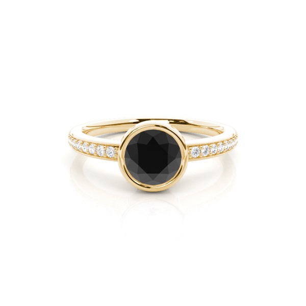 Full Bezel Setting Thin Side Stone Engagement Black Diamond Ring