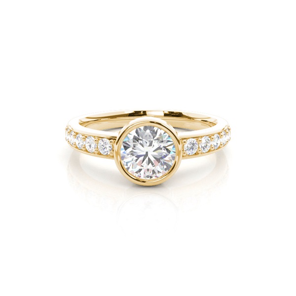 Full Bezel Setting Medium Side Stone Engagement Ring